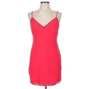 Lovers + Friends Hot Pink Lace-Trim Slip Dress